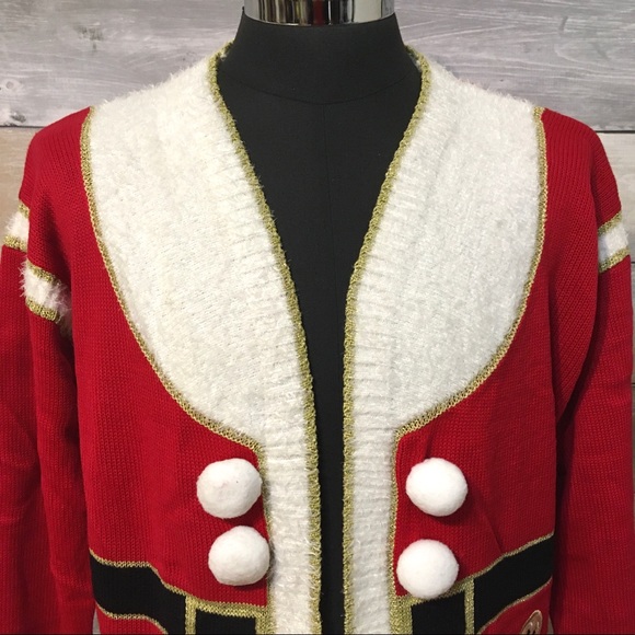 Santa Claus Pocket holiday red cardigan men's XL - Picture 3 of 8